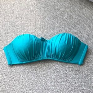Despi Bandeau Push-up Bikini Top in Aqua Blue.